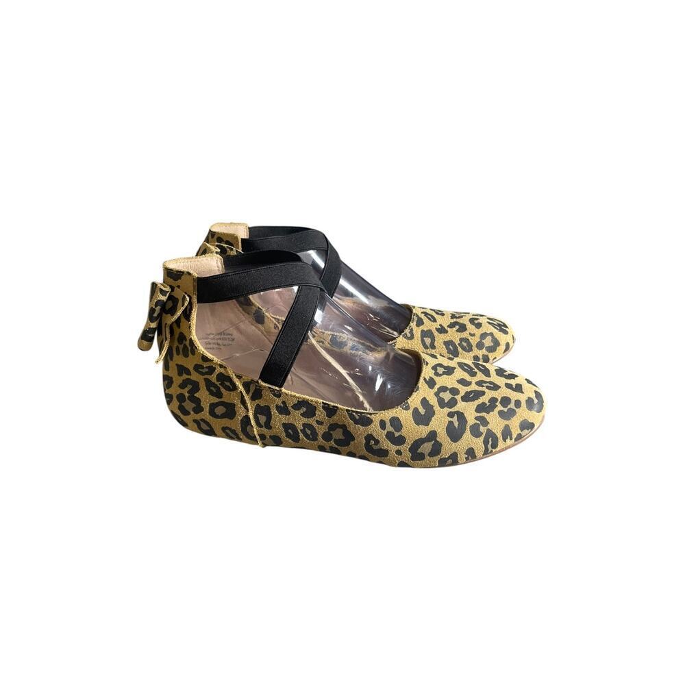 Monkey Feet Women’s Animal Print Elastic Ankle Cross Strap Ballet Flats 38 (7)